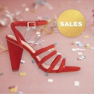 Red strapy kitten block heel